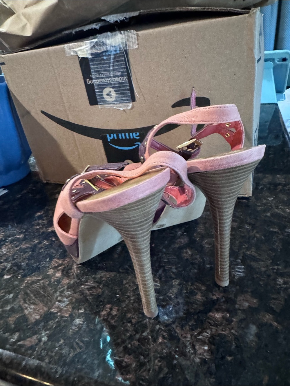 Jessica Simpson Blush Pink Suede Strappy Stiletto Heels